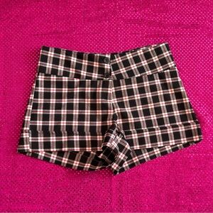 vintage black, white, and red plaid high waisted shorts